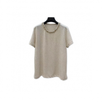 CHANEL SHORT-SLEEVE JEWEL NECK T-SHIRT
